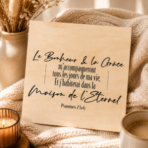 Plaque décorative en bois : Psaumes 23